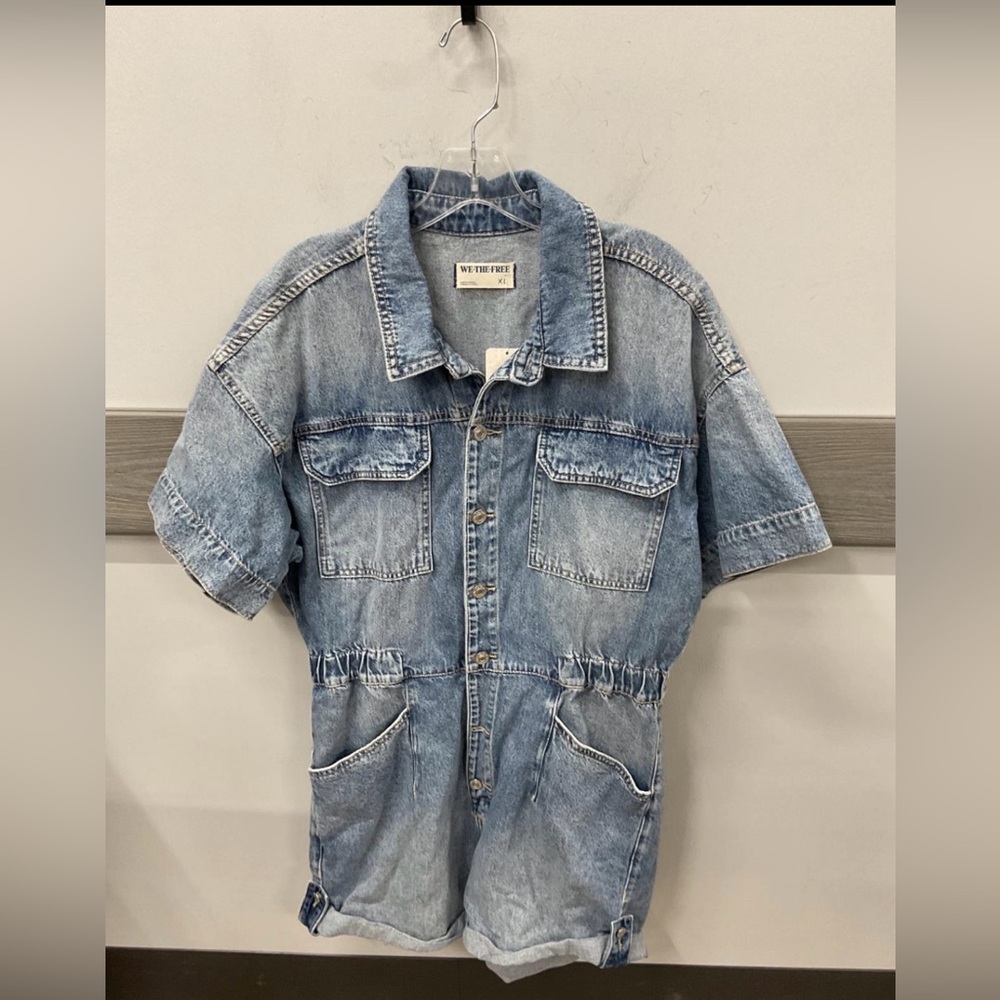 We The Free Blue Denim Romper NWT